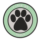 I Love my Husky 3.5" Embroidered Iron or Sew-on Patch