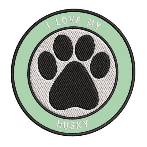 I Love my Husky 3.5" Embroidered Iron or Sew-on Patch