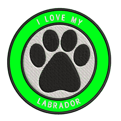 I Love my Labrador 3.5" Embroidered Iron or Sew-on Patch