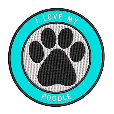 I Love my Poodle 3.5" Embroidered Iron or Sew-on Patch