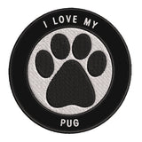 I Love my Pug 3.5" Embroidered Iron or Sew-on Patch