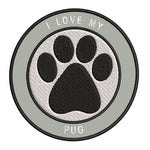 I Love my Pug 3.5" Embroidered Iron or Sew-on Patch