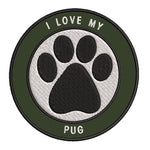 I Love my Pug 3.5" Embroidered Iron or Sew-on Patch