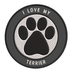 I Love my Terrier 3.5" Embroidered Iron or Sew-on Patch