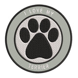 I Love my Terrier 3.5" Embroidered Iron or Sew-on Patch