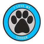 I Love my Terrier 3.5" Embroidered Iron or Sew-on Patch