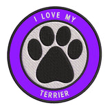 I Love my Terrier 3.5" Embroidered Iron or Sew-on Patch