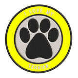 I Love my Terrier 3.5" Embroidered Iron or Sew-on Patch