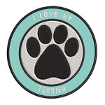 I Love my Terrier 3.5" Embroidered Iron or Sew-on Patch