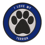 I Love my Terrier 3.5" Embroidered Iron or Sew-on Patch