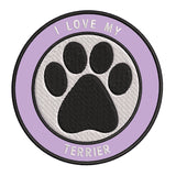 I Love my Terrier 3.5" Embroidered Iron or Sew-on Patch