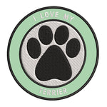 I Love my Terrier 3.5" Embroidered Iron or Sew-on Patch