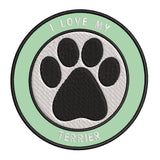 I Love my Terrier 3.5" Embroidered Iron or Sew-on Patch