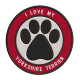 I Love my Yorkshire Terrier 3.5" Embroidered Iron or Sew-on Patch