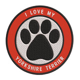 I Love my Yorkshire Terrier 3.5" Embroidered Iron or Sew-on Patch