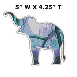 Detailed Elephant Jungle Scene 5" W x 4.25" T Embroidered Iron or Sew-on Patch