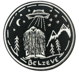 Bigfoot UFO Believe Embroidered Iron-on or Sew-on Patch