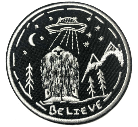 Bigfoot UFO Believe Embroidered Iron-on or Sew-on Patch