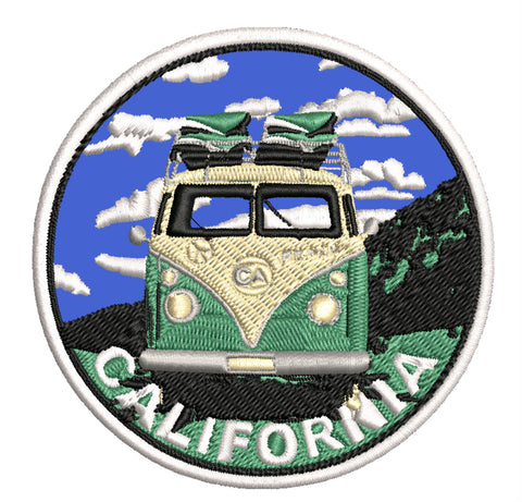 California Surfing Van 3.5" Embroidered Patch Iron Sew-on Ocean Life Series