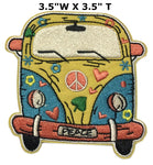 Peace Love Van 3.5" Embroidered Patch Iron or Sew-on 70's Theme Series