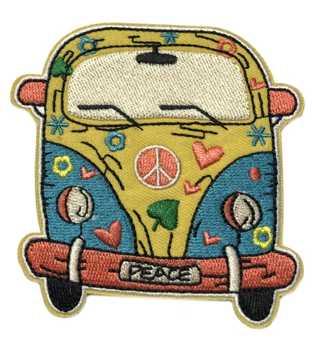 Peace Love Van 3.5" Embroidered Patch Iron or Sew-on 70's Theme Series