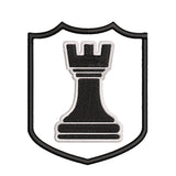 Black Rook Chess Piece 3.5" Embroidered Iron or Sew-on Patch