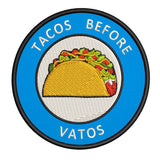 Tacos Before Vatos 3.5" Embroidered Iron or Sew-on Patch