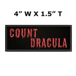 Count Dracula Horror Movies  4" W x 1.5" T Embroidered Iron/Sew-on Patch