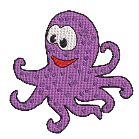 Octopus 4.5" Embroidered Patch Iron or Sew-on Kids Zoo Series Meg