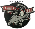 Lucky 13 - 4.25" Embroidered Patch Iron or Sew-on Rodder Drag Racing Hot Rod Auto Biker Series