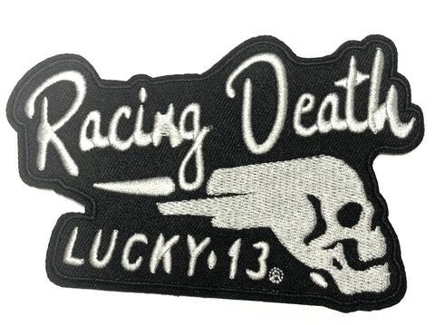 Lucky 13 - Racing Death 5" Embroidered Patch Iron or Sew-on Rodder Drag Racing Hot Rod Auto Biker Series