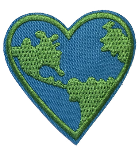 Earth Heart 3" Embroidered Patch Iron-on or Sew-on Logo Souvenir Vacation Peace Planet Series