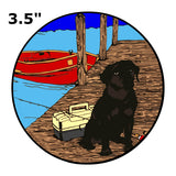 Black Lab Fishing Dock Boat Lake 3.5" Embroidered Patch Iron or Sew-on National Park Explorer Series