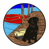 Black Lab Fishing Dock Boat Lake 3.5" Embroidered Patch Iron or Sew-on National Park Explorer Series