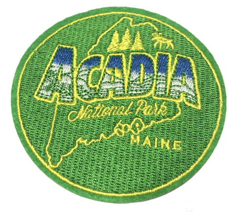 Acadia National Park Embroidered Iron-on or Sew-on Patch (Green)