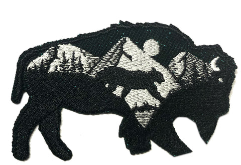 Buffalo Mountain Lion Moon 4.5" Embroidered Iron-on or Sew-on Patch