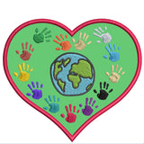 Autism Awareness Support -Heart Earth Hands - 4.5" Embroidered Iron or Sew-on Patch - Make A Difference Series