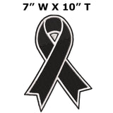 NARCOLEPSY Awareness - Black Ribbon - 10" Embroidered Iron or Sew-on X-Large Back Patch