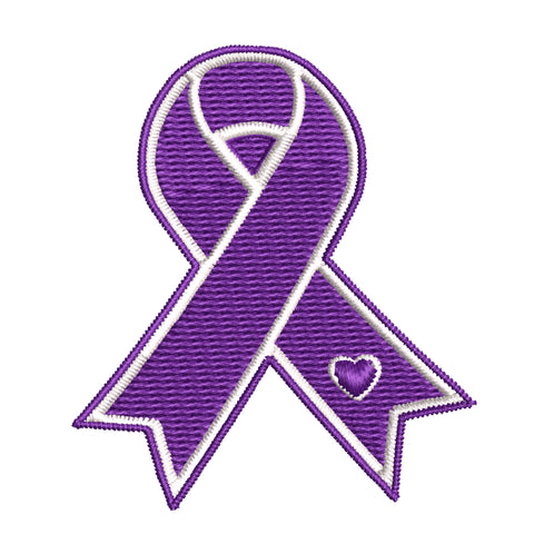 Alzheimer's Awareness - Purple Ribbon - 3.5" Embroidered Iron or Sew-on Patch