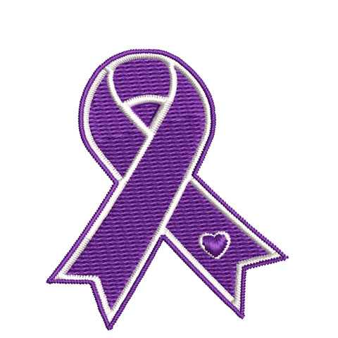 Alzheimer's Awareness - Purple Ribbon - 3.5" Embroidered Iron or Sew-on Patch