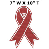 SUBSTANCE ABUSE Awareness - Red Ribbon - 10" Embroidered Iron or Sew-on X-Large Back Patch