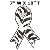 RARE DISEASE Awareness - Zebra Ribbon - 10" Embroidered Iron or Sew-on X-Large Back Patch