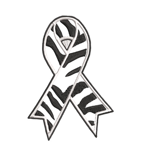 RARE DISEASE Awareness - Zebra Ribbon - 10" Embroidered Iron or Sew-on X-Large Back Patch