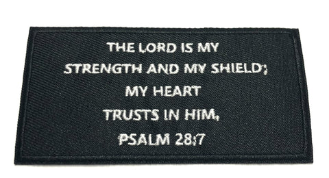 Bible Verse Psalms 28:7 Embroidered Iron-on or Sew-on Patch