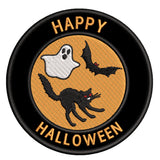 Happy Halloween - Ghost Bat Black Cat  - 3.5" Embroidered Iron or Sew-on Patch