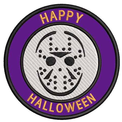 Happy Halloween - Jason Voorhees - 3.5" Embroidered Iron or Sew-on Patch