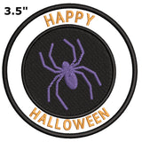 Happy Halloween - Spider - 3.5" Embroidered Iron or Sew-on Patch