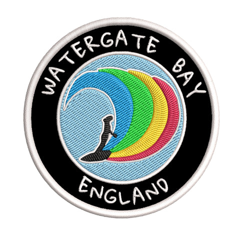 Watergate Bay, England Surfer 3.5" Embroidered Iron or Sew-on Patch