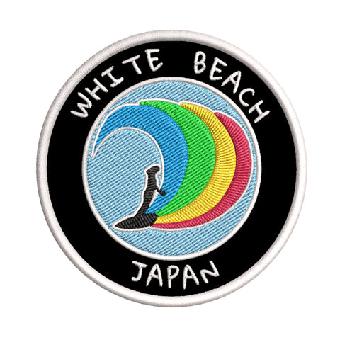 White Beach, Japan Surfer 3.5" Embroidered Iron or Sew-on Patch