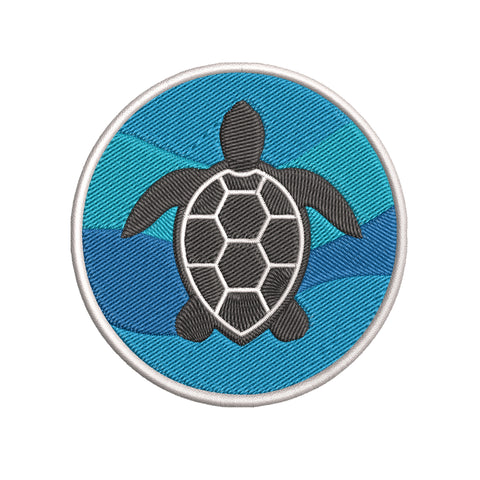 Sea Turtle Silhouette 3.5" Embroidered Iron or Sew-on Patch